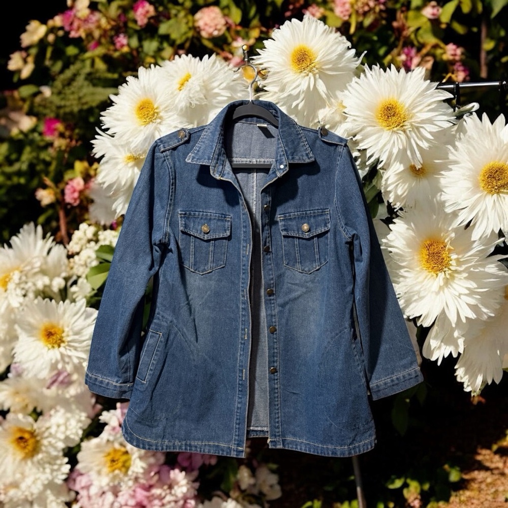 Blue Denim Jean Jacket, Fits Size Small - Picture 16 of 16